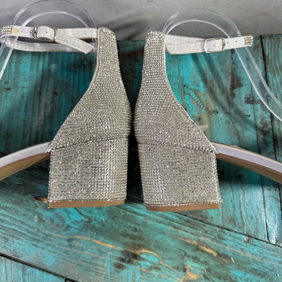 Steve Madden Women's Irenee Heeled Sandal, Silver Rhinestone Size 8 - Picture 7 of 14